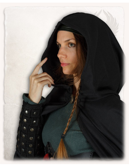 Kim korte wollen cape voor dames - Zwart