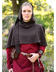 Gugel med spids hætte model Liripipe, brun