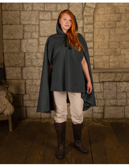 Capa medieval, tipo cuervo, en lona -...