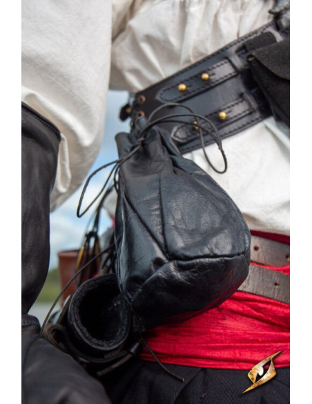 Bolsita cuero negro monedas...