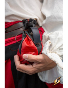 Zwart-rood lederen etui voor Bounty Hunter-munten