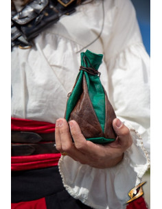 Bolsita cuero marrón-verde monedas Cazarrecompensas