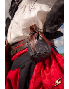 Bruin-zwart lederen etui voor Bounty Hunter-munten