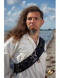 Pirate Adventurer schouderband baldric zwart leer