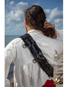 Pirate Adventurer schouderband baldric zwart leer 2