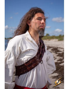 Tahalí bandolera Aventurero Pirata cuero marrón 2