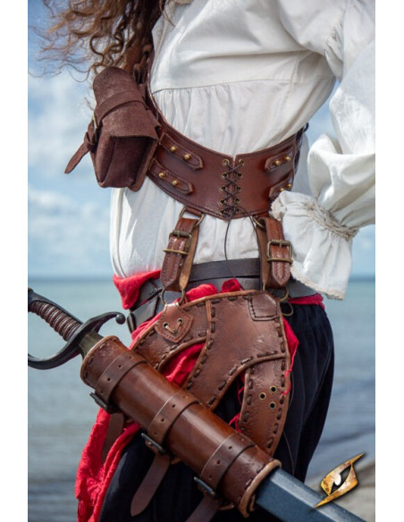 Brun læder Pirate Adventurer skulderrem