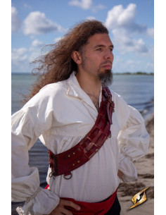 Tahalí bandolera Aventurero Pirata cuero rojo