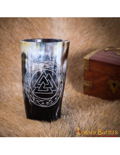 Sæt med 2 oksehornglas Viking knude design Valknut 2