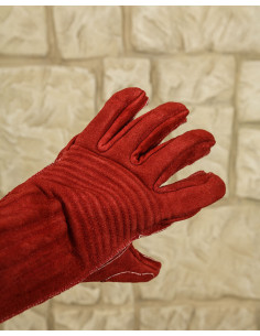 Mittelalterliche Clemens-Handschuhe in Burgunderrot 2