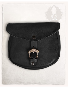 Bolso medieval León, tipo riñonera en negro (20x18 cm.)