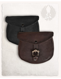 Bolso medieval León, tipo riñonera en negro (20x18 cm.) 2
