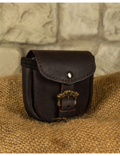 Bolso medieval León, tipo riñonera en negro (14x14 cm.) 2
