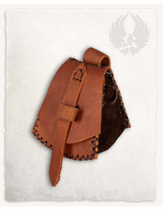 Bolso medieval Luis, tipo riñonera en Marrón (10x12 cm.)