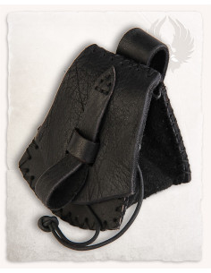 Bolso medieval Luis, tipo riñonera en Negro (10x12 cm.)