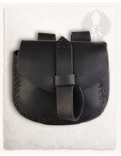 Bolso medieval Luis, tipo riñonera en Negro (15x18 cm.)