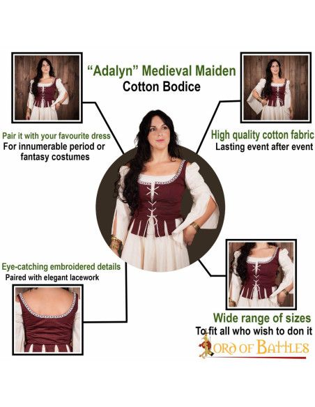Middelalderpige Adalyn Bomuldsbodice
