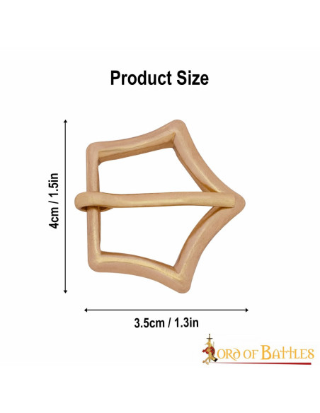 Hebilla corona pentágono de latón macizo