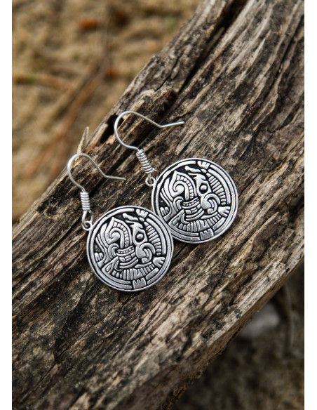 Pendientes vikingos en latón plateado Pendientes vikingos en latón plateado
