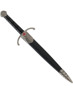 Templerkreuz-Pastetendolch mit Scheide (36 cm).