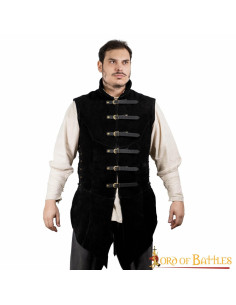 Mittelalterliche schwarze Wildlederweste Modell Adrian