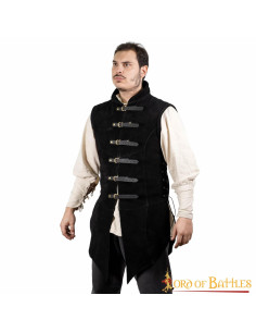 Mittelalterliche schwarze Wildlederweste Modell Adrian 2