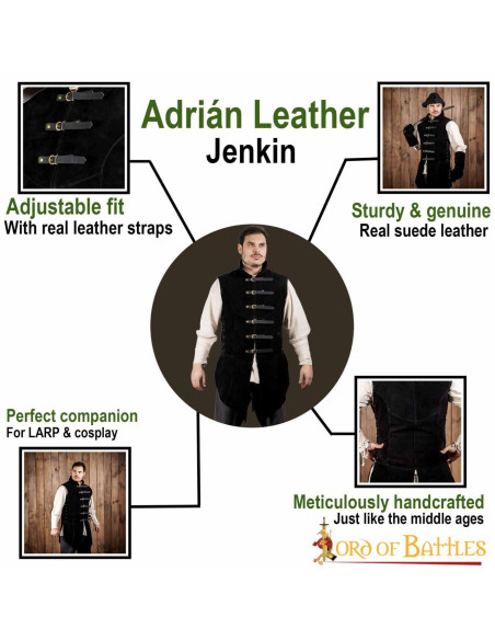 Middeleeuws zwart suède vest model...