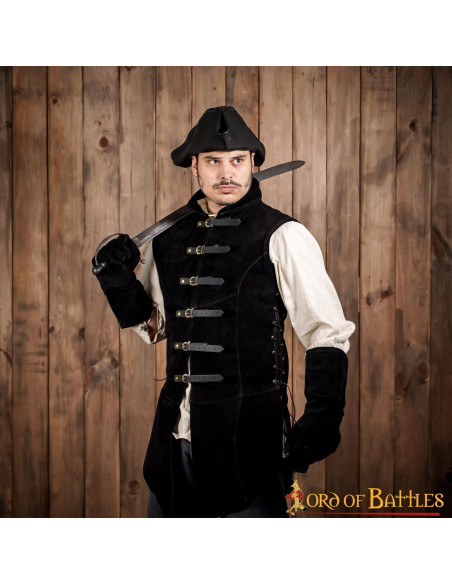 Chaleco medieval de ante negro modelo...