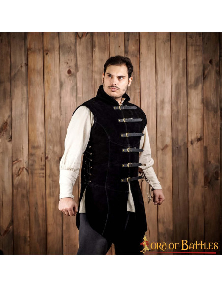 Chaleco medieval de ante negro modelo...