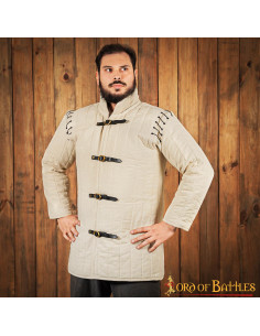 Middelalderlig polstret gambeson type 1, ecru