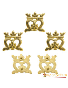 Set 5 coronas medievales decorativas en latón (2,4x2,5 cm.) 2