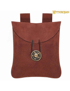 Middelaldertaske, fanny pack type, i ruskind (13,9x12,9 cm.)
