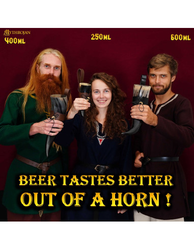 Cuerno vikingo para beber son tahalí marrón (250 ml.) ⚔️ Tienda