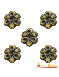 Set 5 flores decorativas en latón para ropa o cuero (1,6...