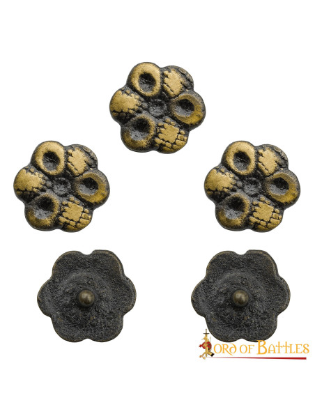 Set van 5 decoratieve messing bloemen...