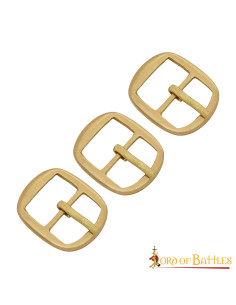 Set mit 3 Messingschnallen für Rüstungsgurte (2,5 x 3 cm).