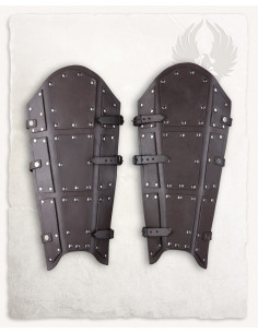 Beinschienen aus braunem Leder, Quintus-Modelle