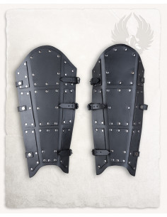 Beinschienen aus schwarzem Leder, Quintus-Modelle