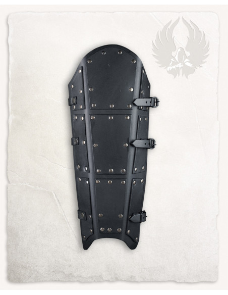 Beinschienen aus schwarzem Leder,...