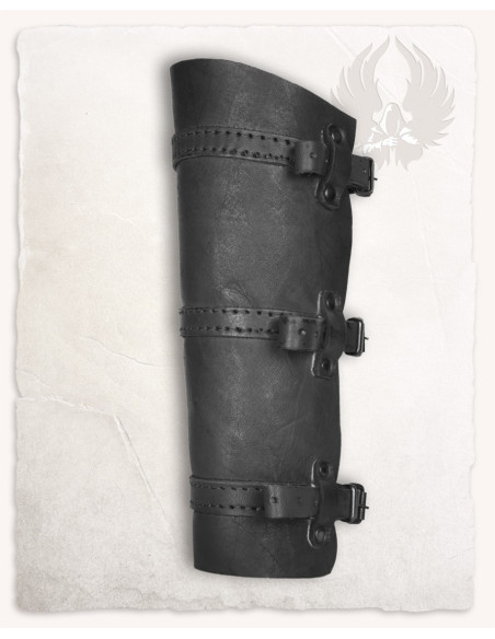 Schwarze Lederbeinschienen...