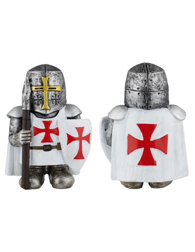 Templar-harpiksfigur med skjold og spyd (10 cm.)