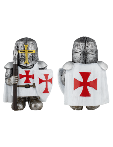 Templar-harpiksfigur med skjold og spyd (10 cm.)