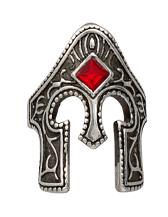 Ring aus gealtertem Stahl mit römischem Helm
