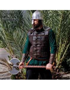 Mittelalterliche Krieger-Brigantine aus braunem Leder