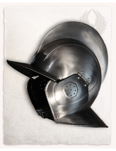 Bordeauxrode helm gepolijst staal Kaspar-model