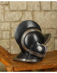 Bordeauxrode helm zwart staal Kaspar model 2