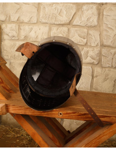 Middeleeuwse helm Laurin-model van gepolijst staal 2