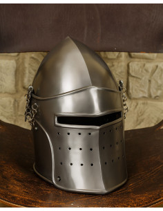 Bacinete acero pulido con visera modelo Magnus
