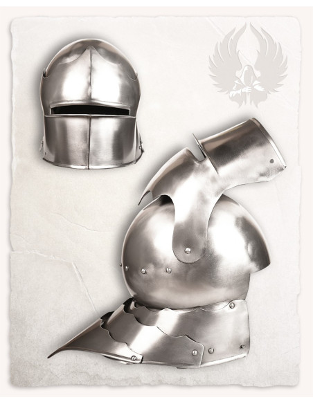 Sallet middelalderhjelm i poleret...