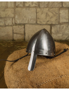 Normannischer Helm mit Nase, Roger-Modell, polierter Stahl